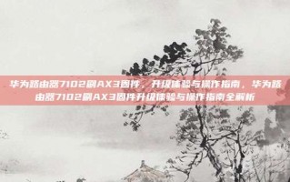 华为路由器7102刷AX3固件，升级体验与操作指南，华为路由器7102刷AX3固件升级体验与操作指南全解析