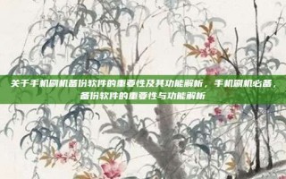 关于手机刷机备份软件的重要性及其功能解析，手机刷机必备，备份软件的重要性与功能解析