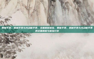 智能手表、机械手表与光动能手表，全面解析体验，智能手表、机械手表与光动能手表的全面解析与体验分享